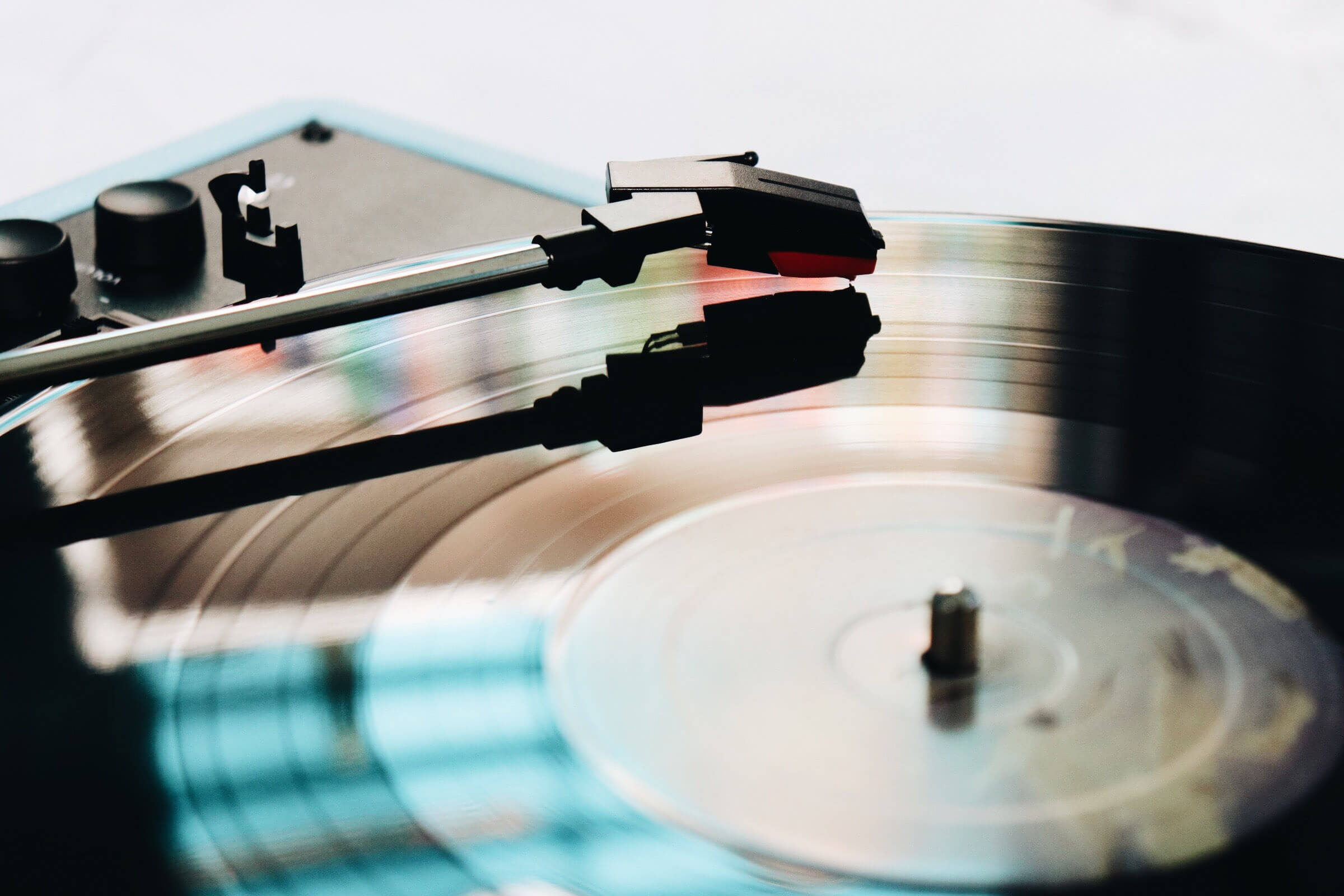 Needle on record player